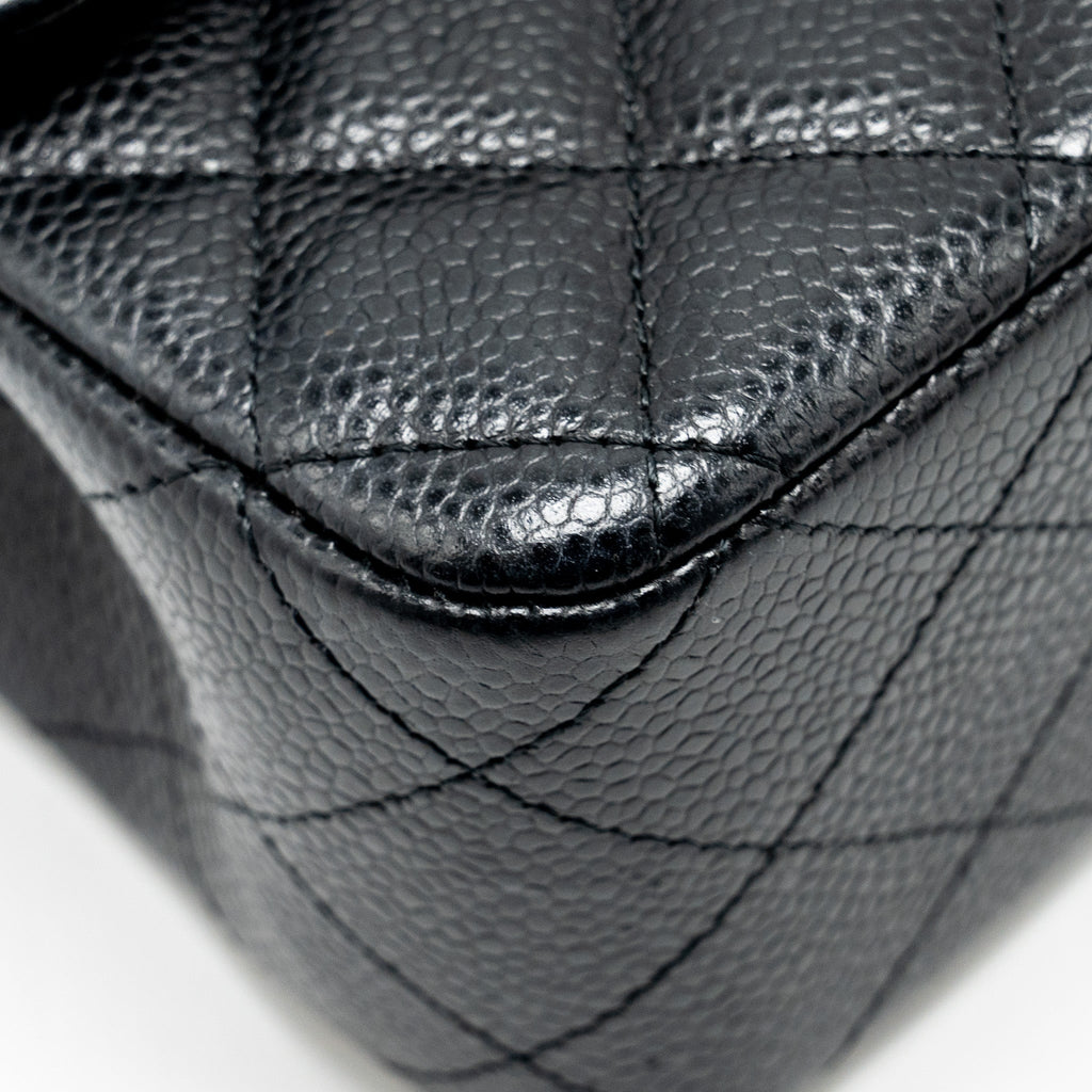 Chanel Medium Classic Double Flap Bag Caviar Black  (microchip)