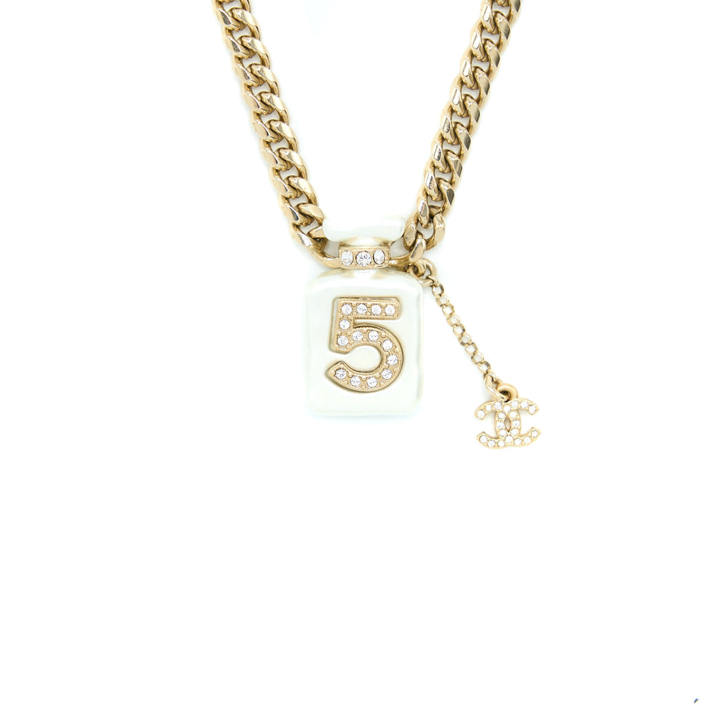 Chanel No.5 Perfume Bottle Choker/Necklace Crystal/Pearl L