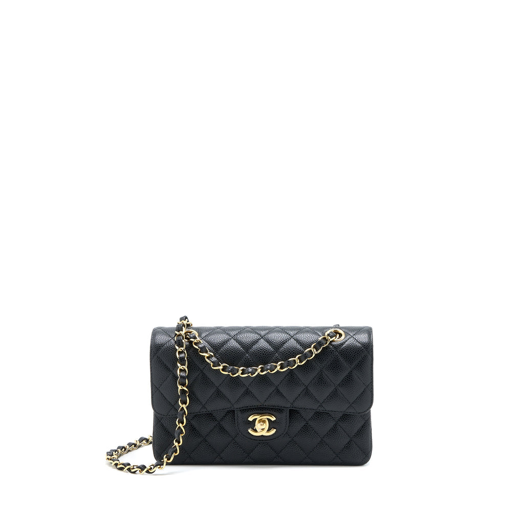 Chanel Small Classic Double Flap Bag Caviar Black  (Microchip)
