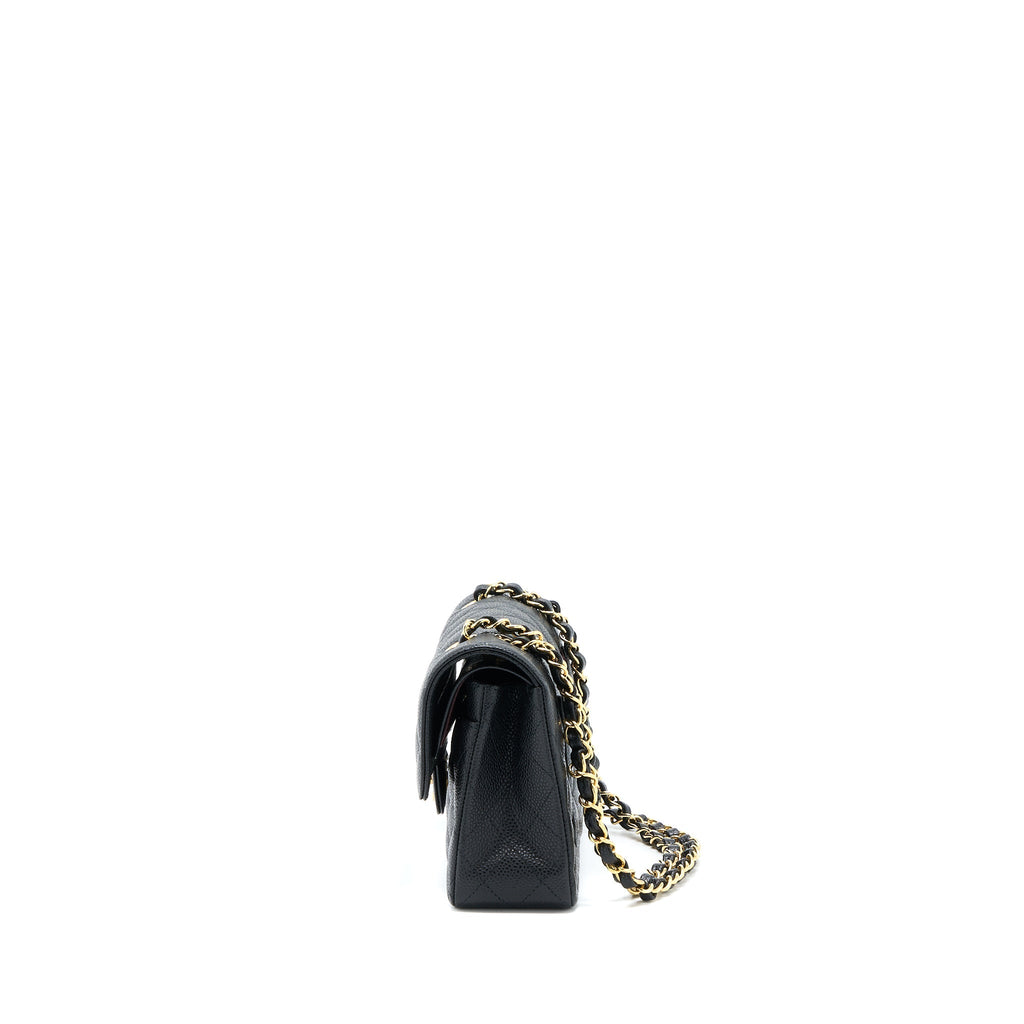 Chanel Small Classic Double Flap Bag Caviar Black  (Microchip)