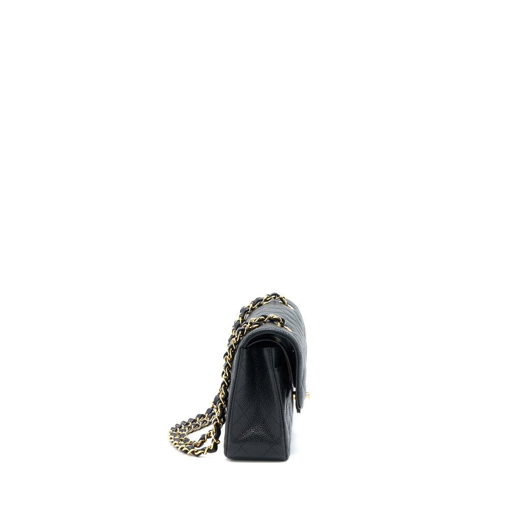 Chanel Small Classic Double Flap Bag Caviar Black  (Microchip)