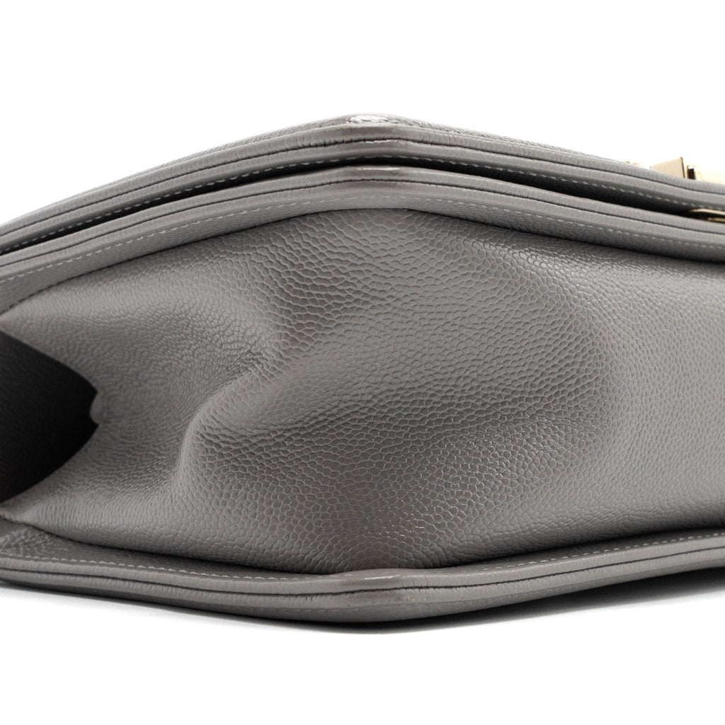 Chanel Medium Boy Bag Caviar Light Grey L