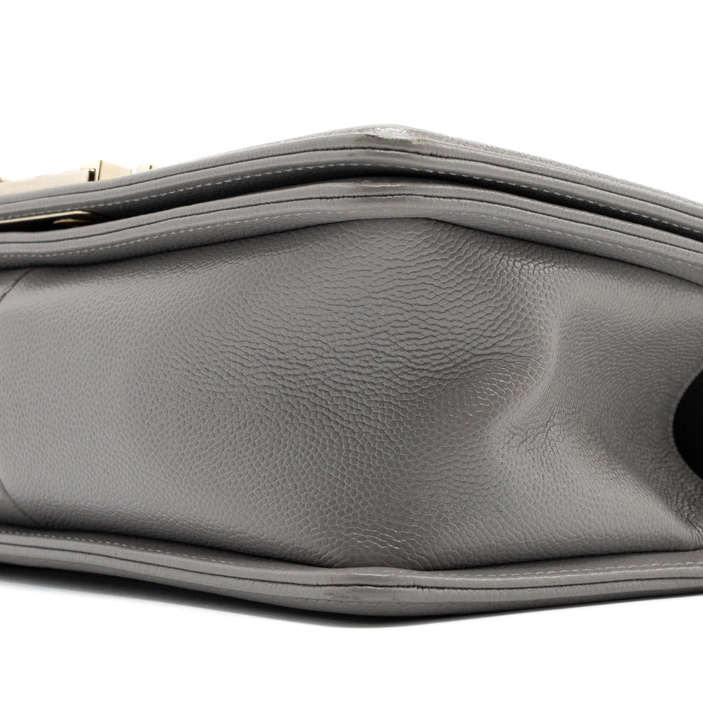 Chanel Medium Boy Bag Caviar Light Grey L