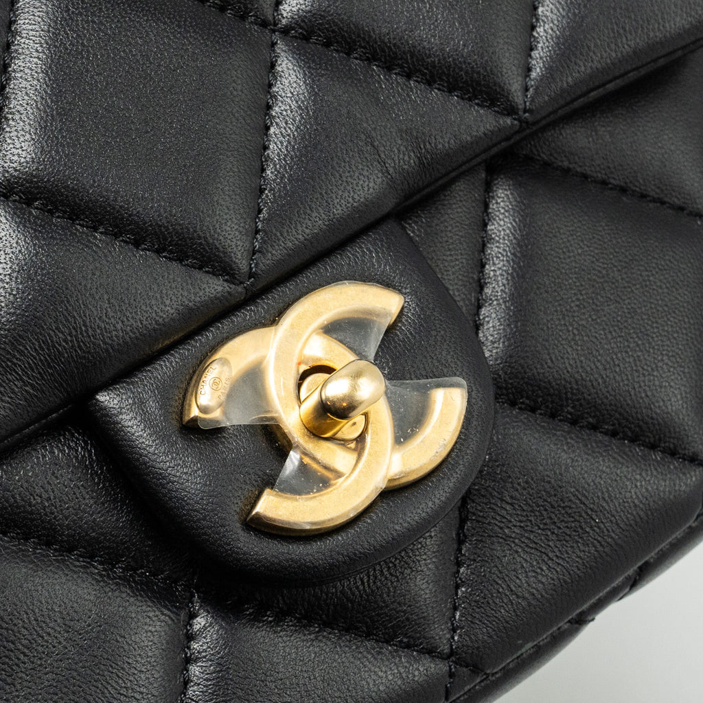 Chanel My Perfect Mini Flap Bag with Pearl Chain Lambskin Black  (Microchip)