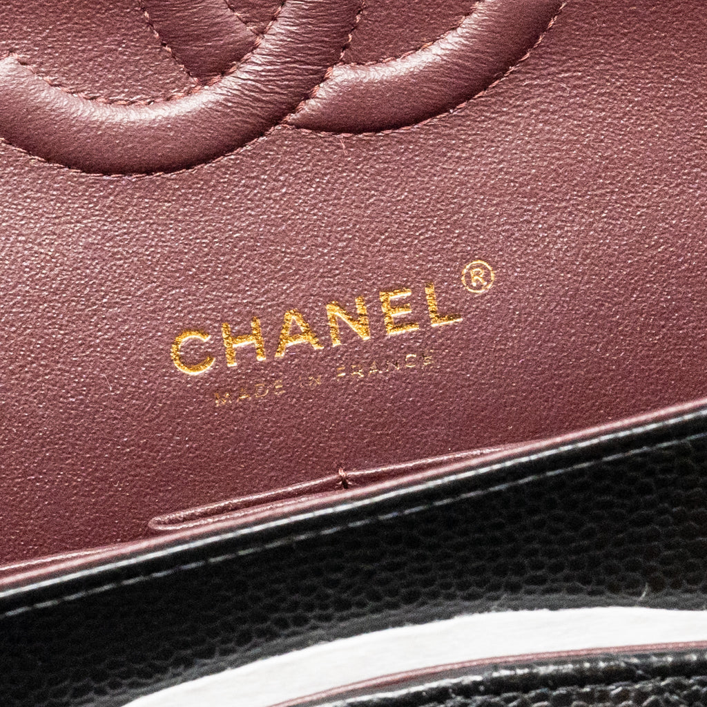 CHANEL Medium Classic Double Flap Bag Caviar Black  (Microchip)