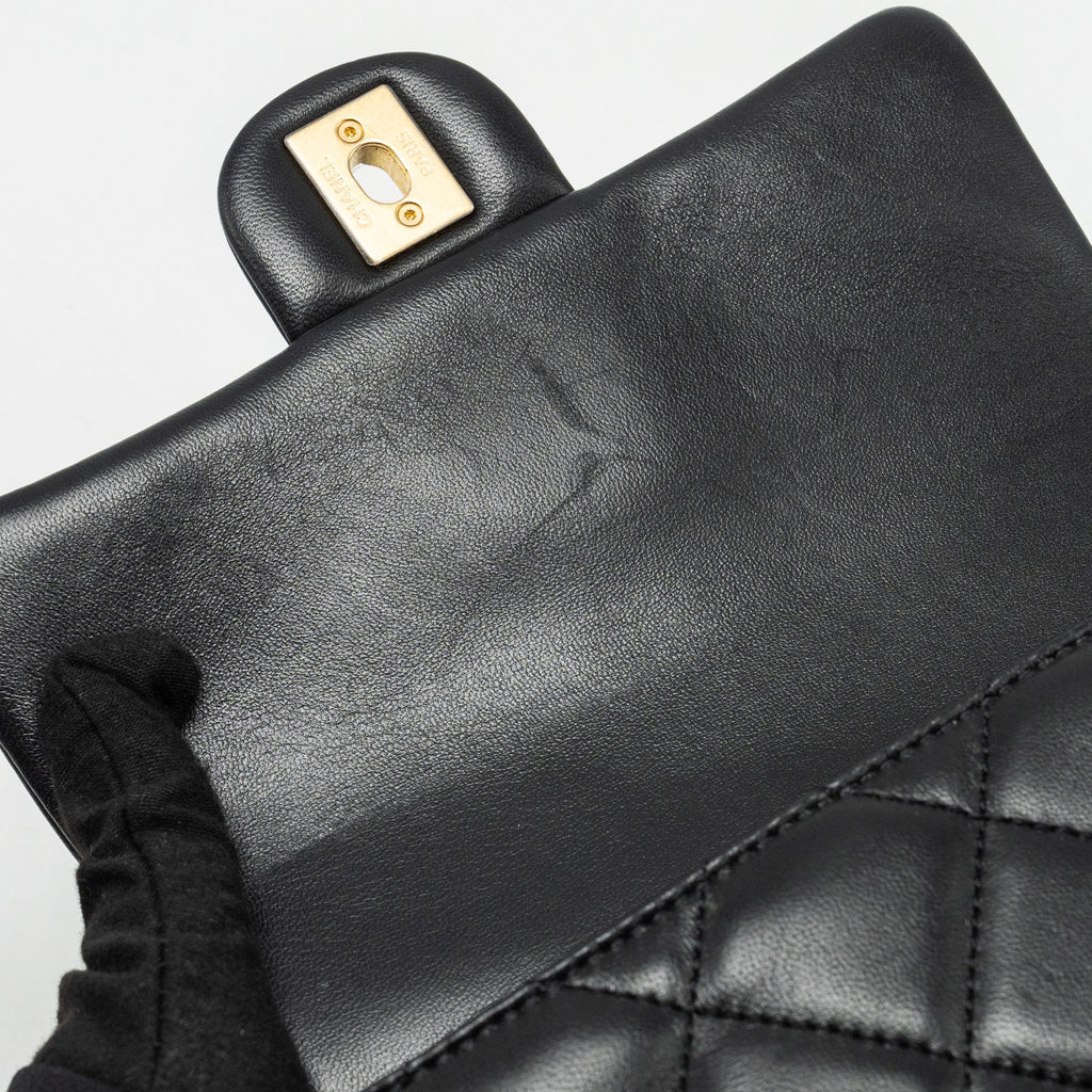 Chanel My Perfect Mini Flap Bag with Pearl Chain Lambskin Black  (Microchip)