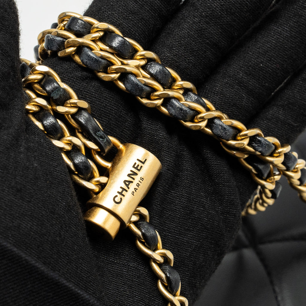 Chanel My Perfect Mini Flap Bag with Pearl Chain Lambskin Black  (Microchip)