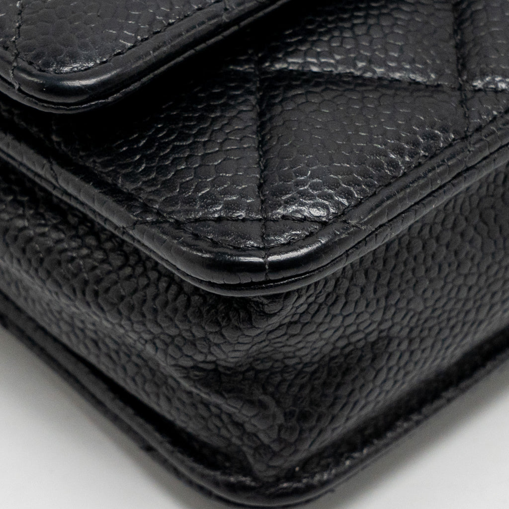 Chanel Classic wallet on chain caviar Black