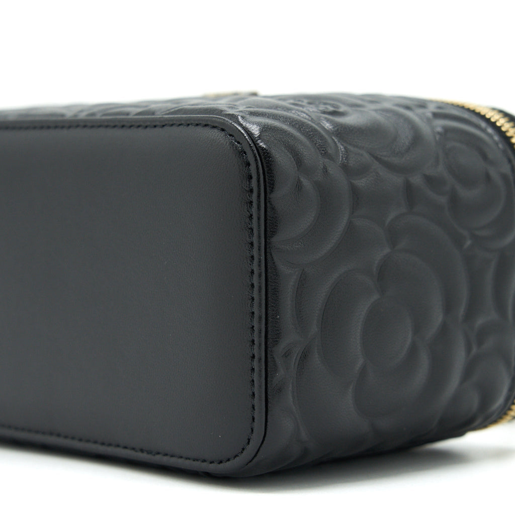 Chanel Camellia Long vanity with chains lambskin black L