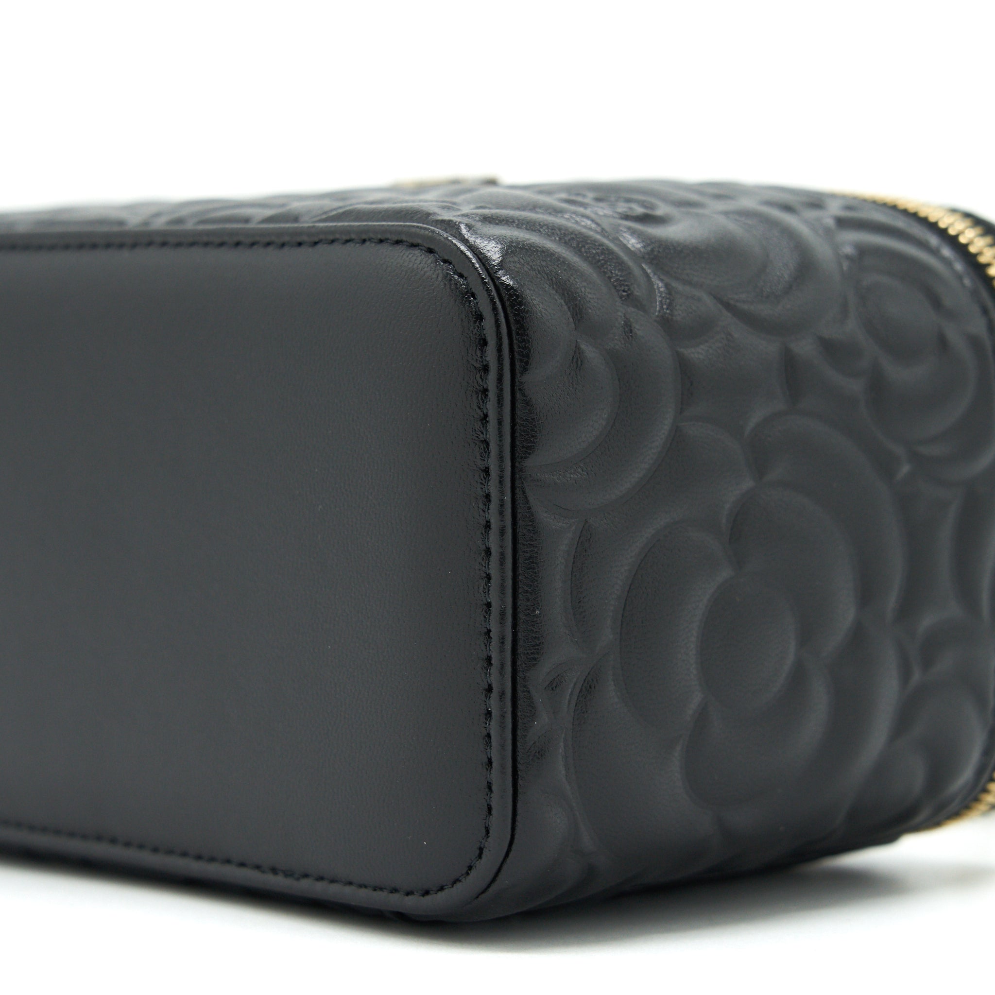 Chanel Camellia Long vanity with chains lambskin black L