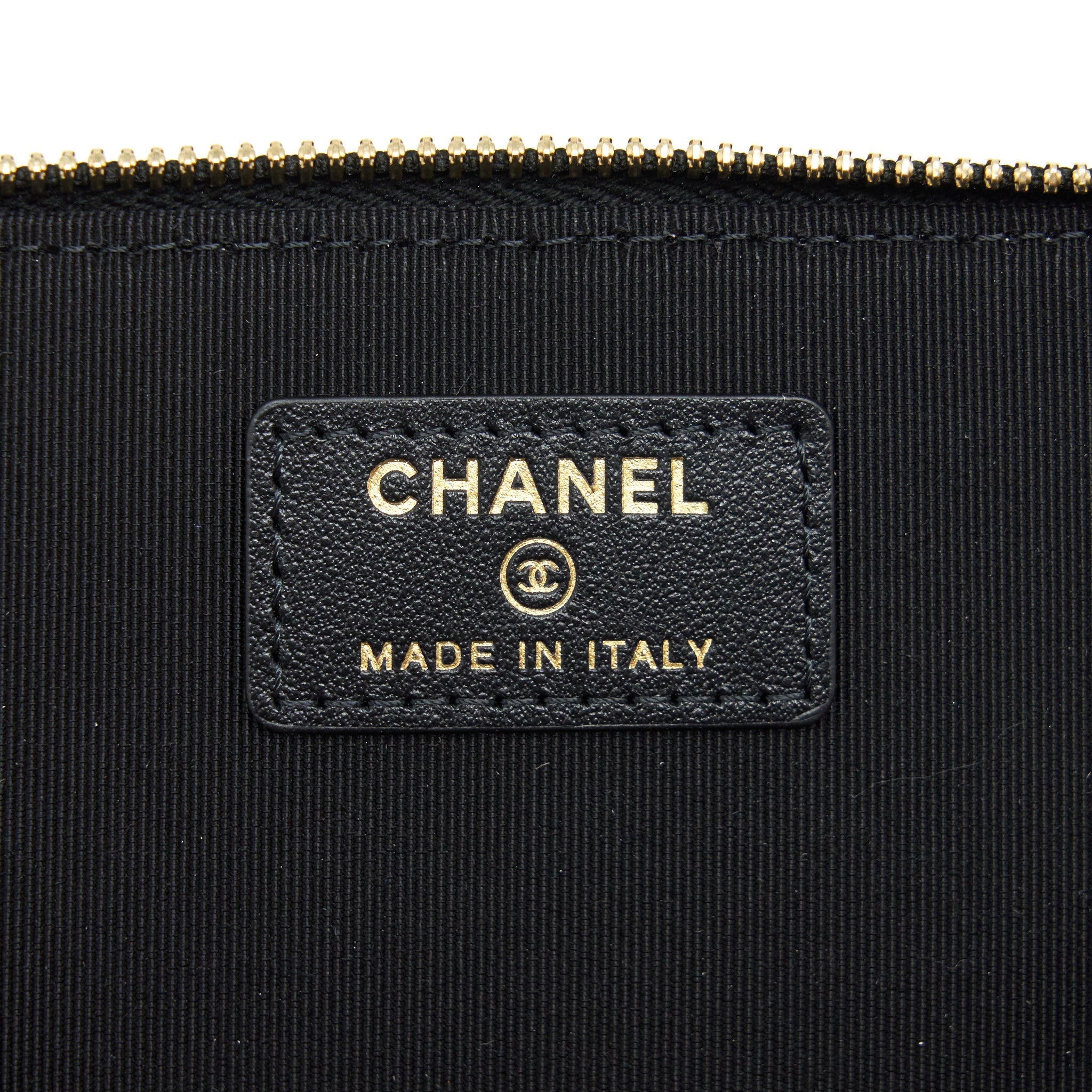Chanel Camellia Long vanity with chains lambskin black L