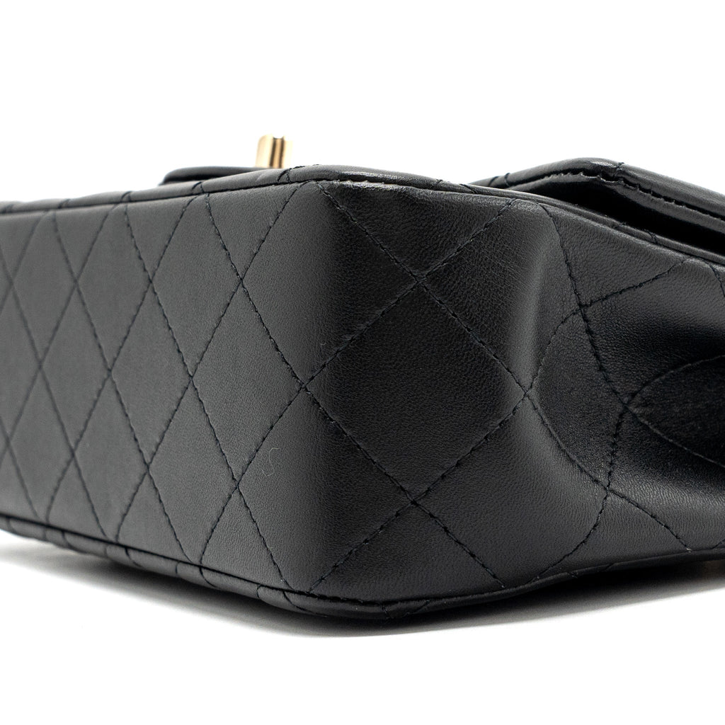 Chanel Top Handle Mini Rectangular Flap Bag lambskin Black L(Microchip)