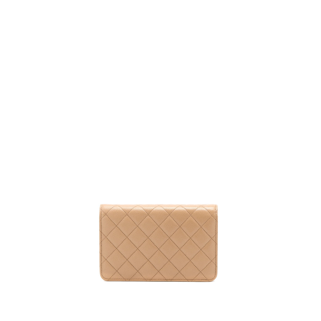 Chanel 22K Wallet On Chain Caviar Dark Beige L (Microchip)
