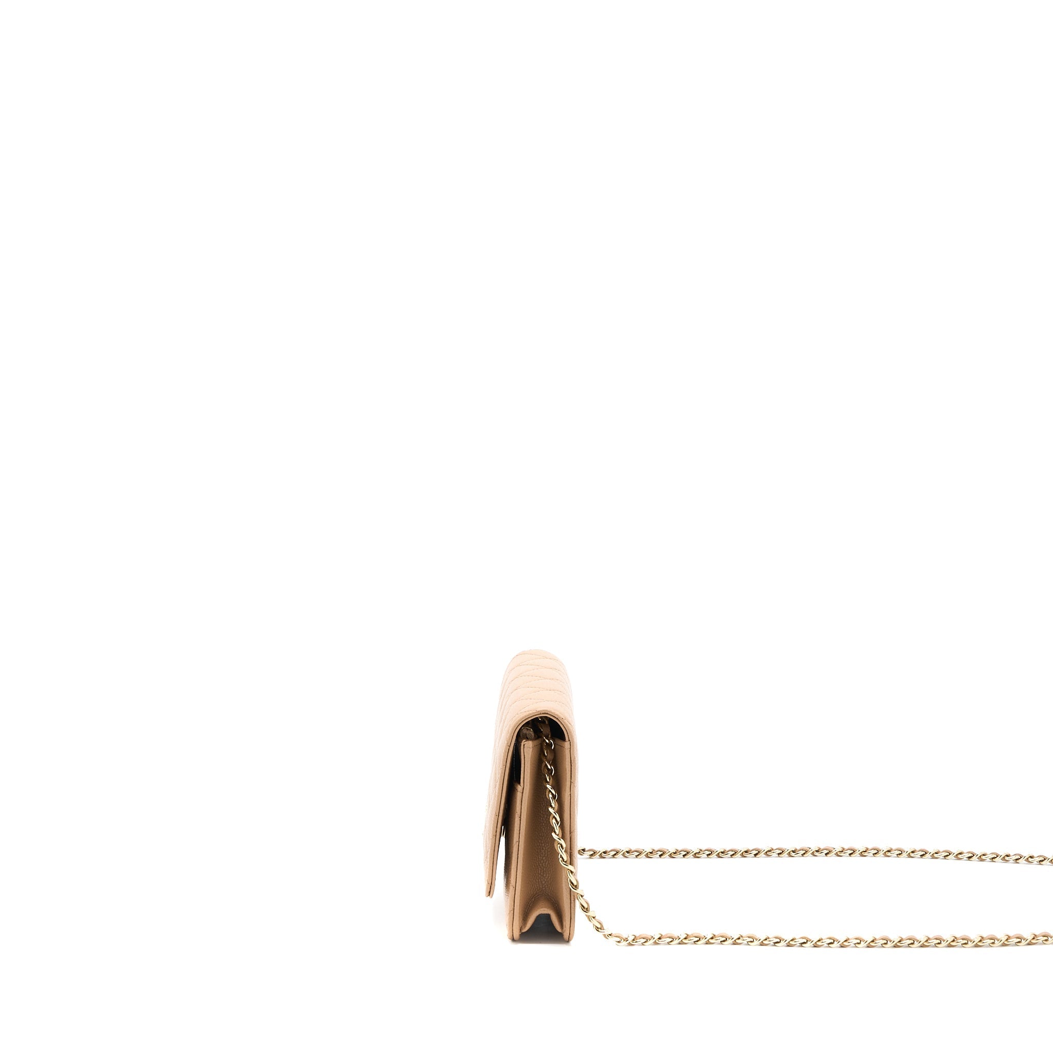 Chanel 22K Wallet On Chain Caviar Dark Beige L (Microchip)