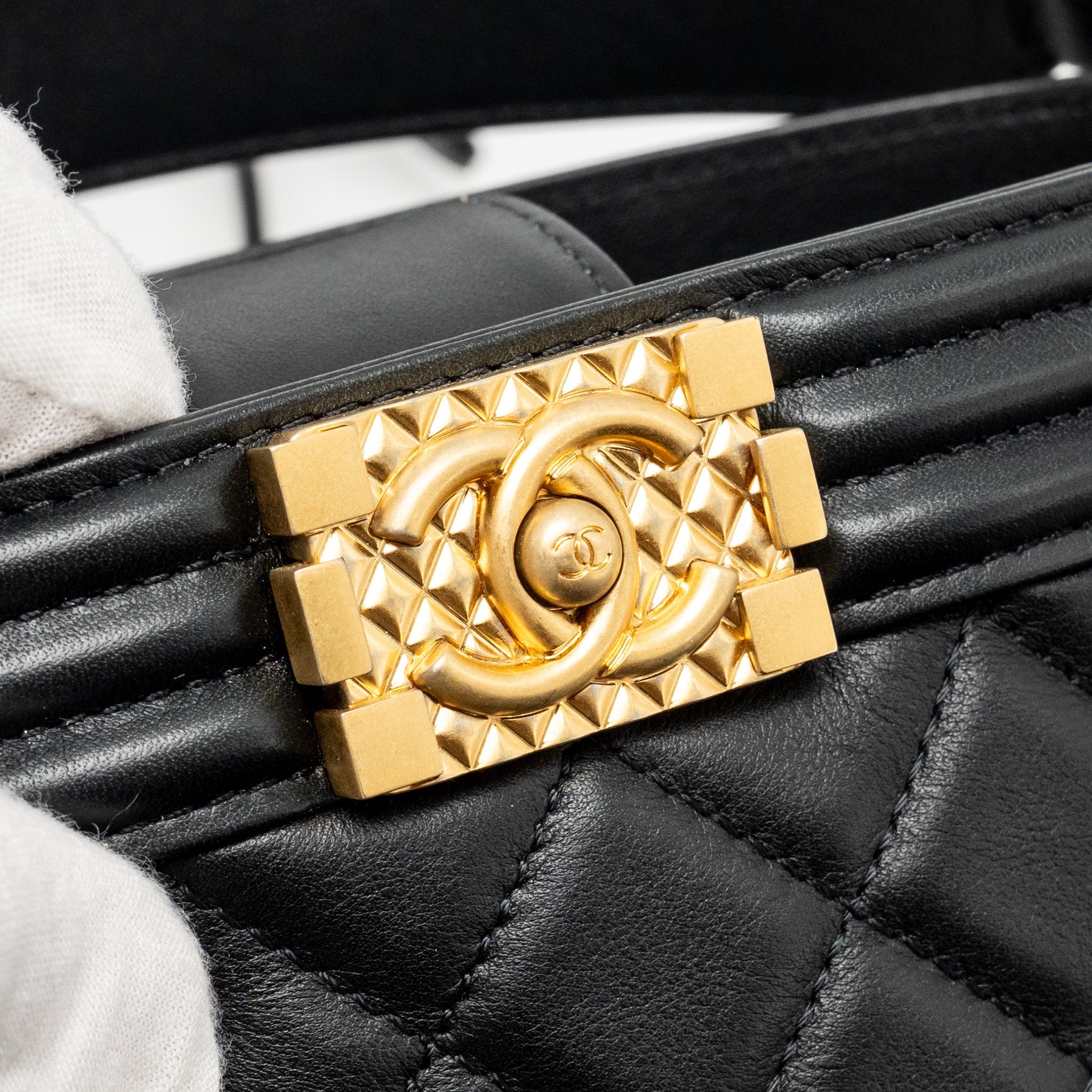 Chanel Top Handle Boy Bucket Bag Lambskin Black