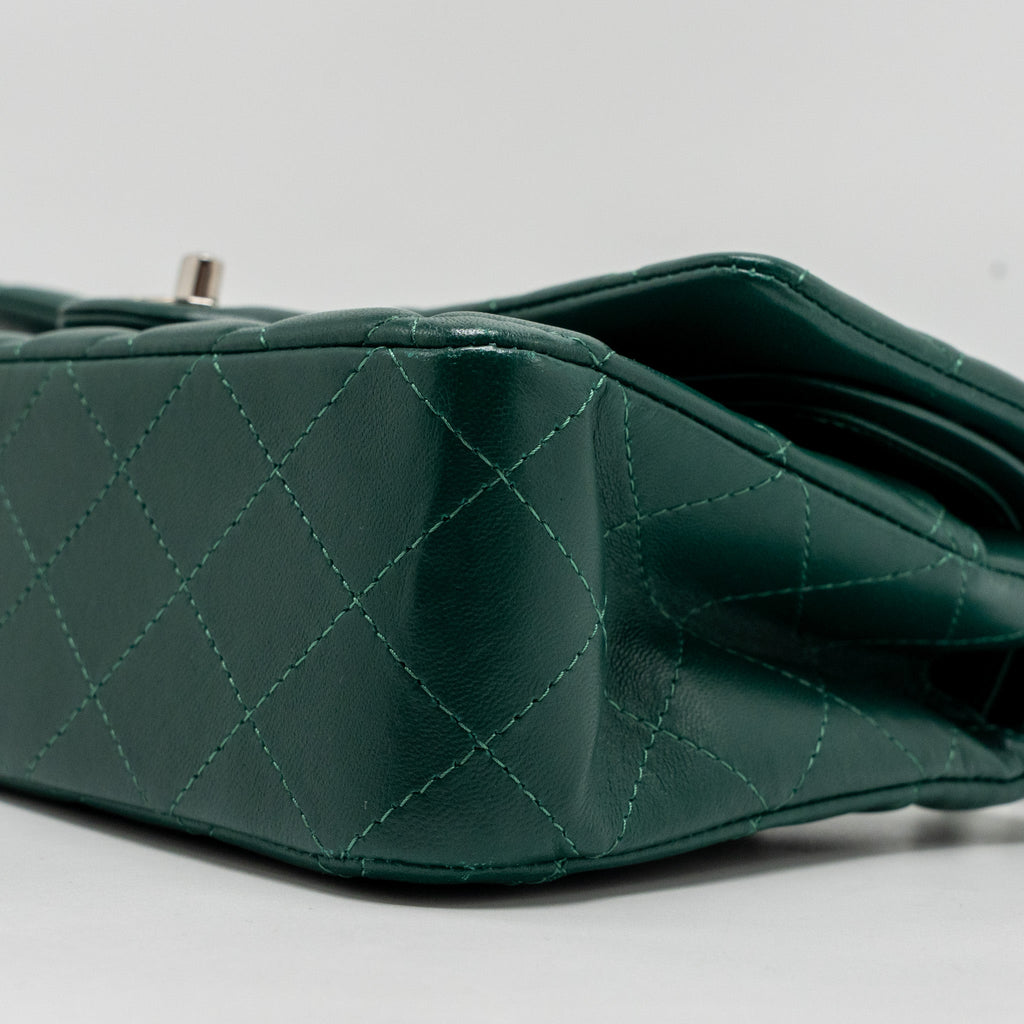 Chanel Medium Classic double flap bag lambskin green