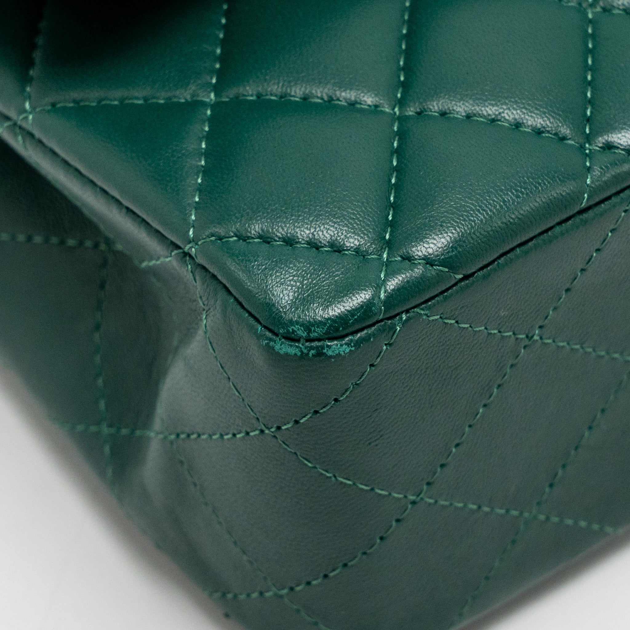 Chanel Medium Classic double flap bag lambskin green