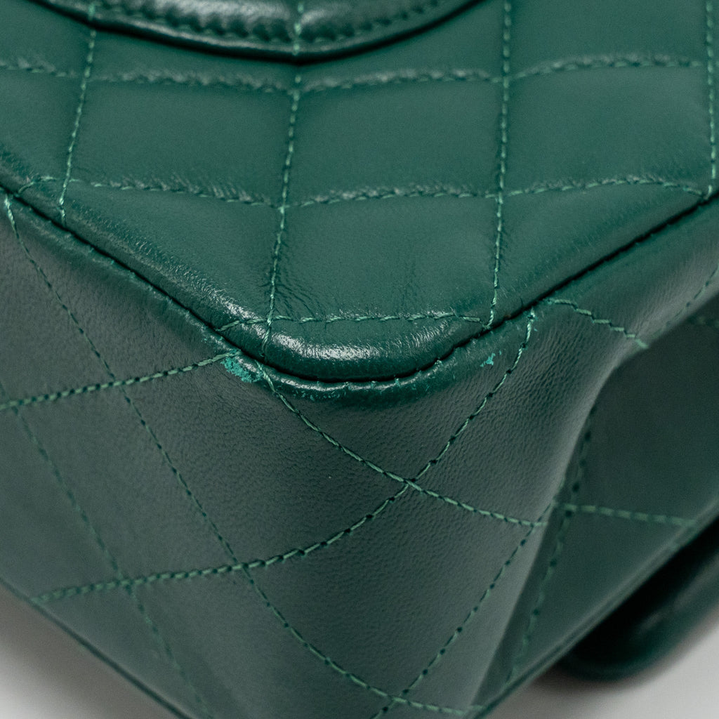 Chanel Medium Classic double flap bag lambskin green