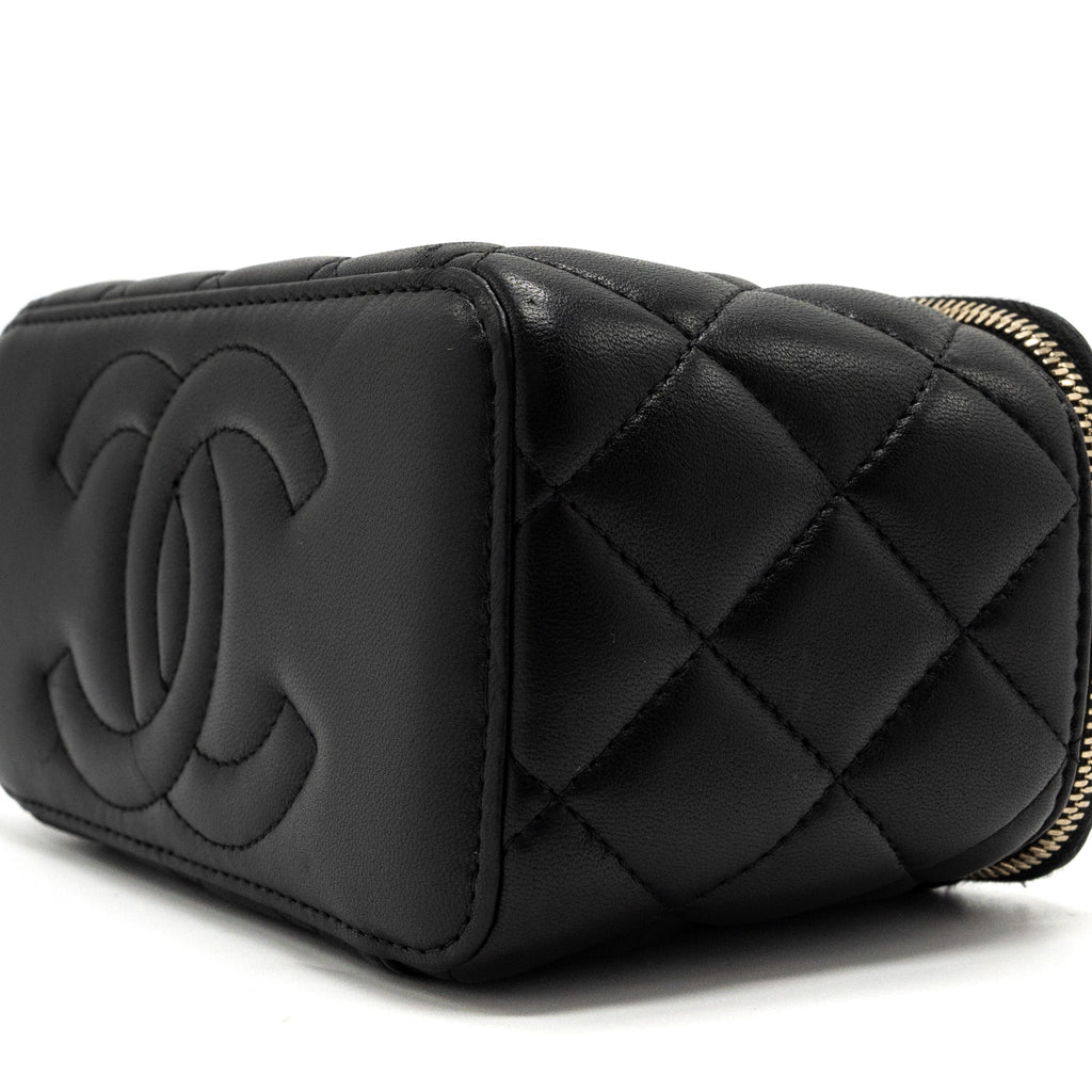 Chanel Long Vanity With Chain Lambskin Black L (Microchip)