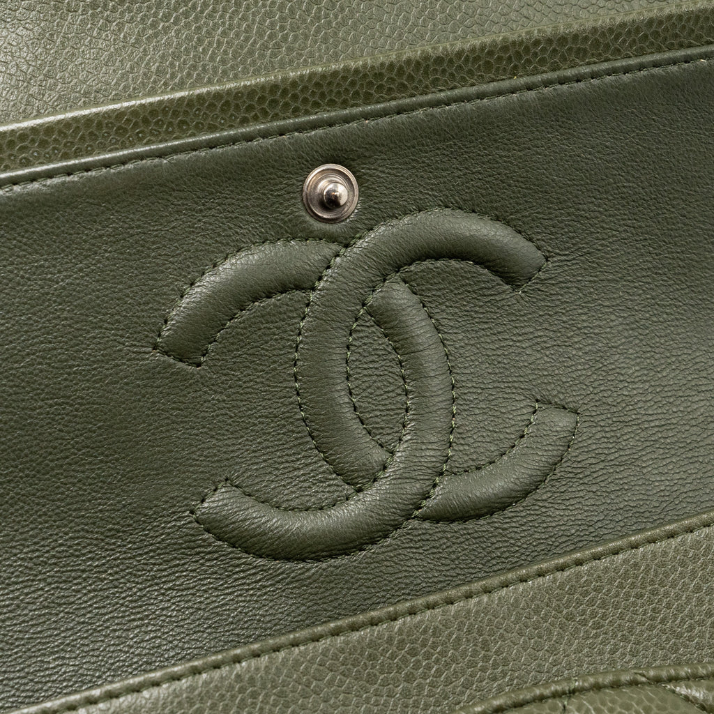 Chanel Medium Classic Double Flap Bag Caviar Olive Green