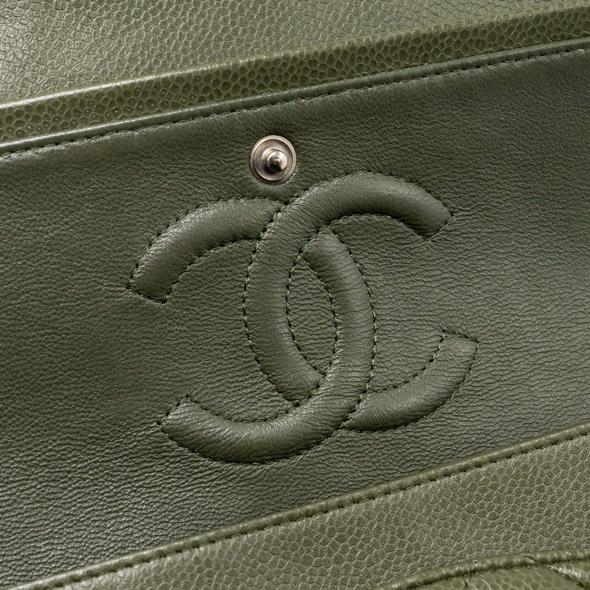 Chanel Medium Classic Double Flap Bag Caviar Olive Green
