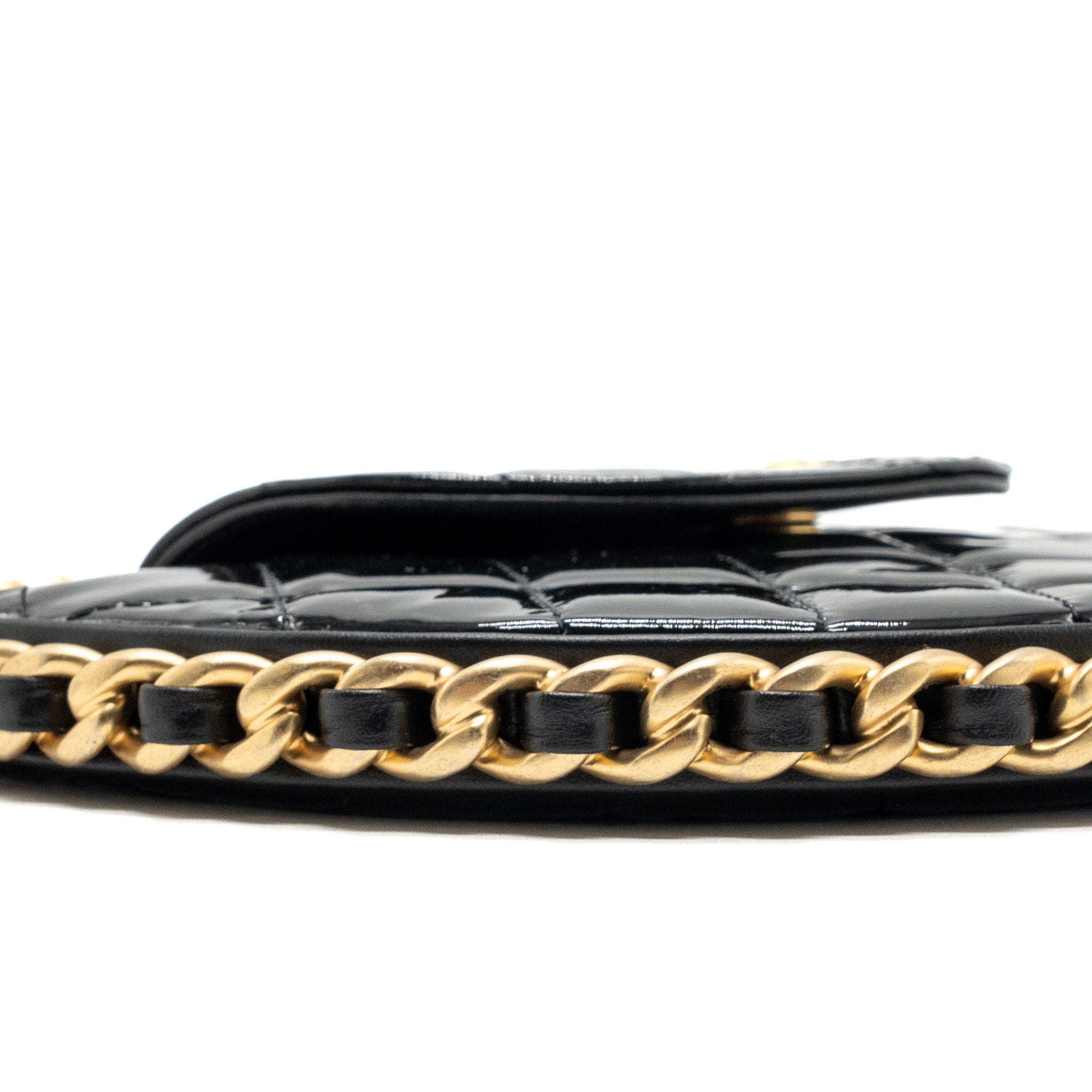 Chanel 23K hoop bag patent black  (microchip)