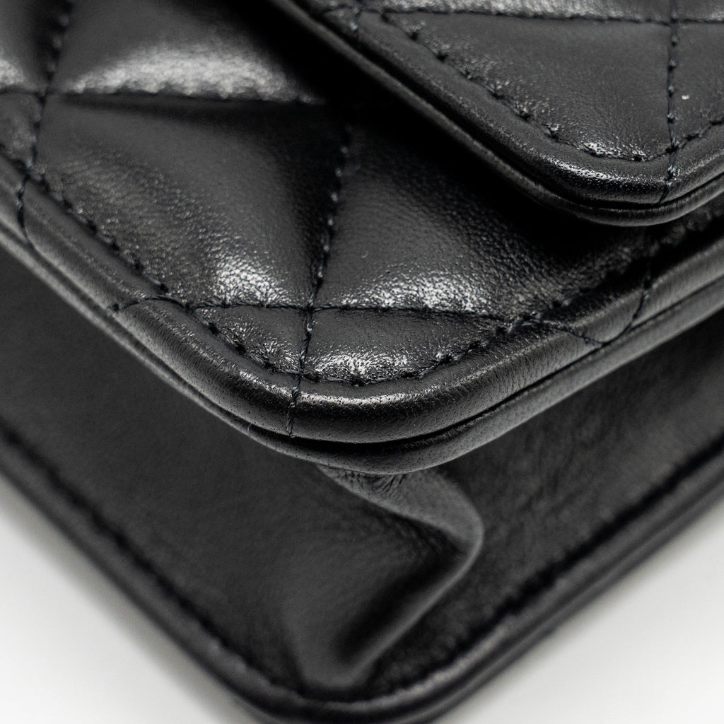 Chanel Pearl Crush Wallet on Chain Lambskin Black  (Microchip)