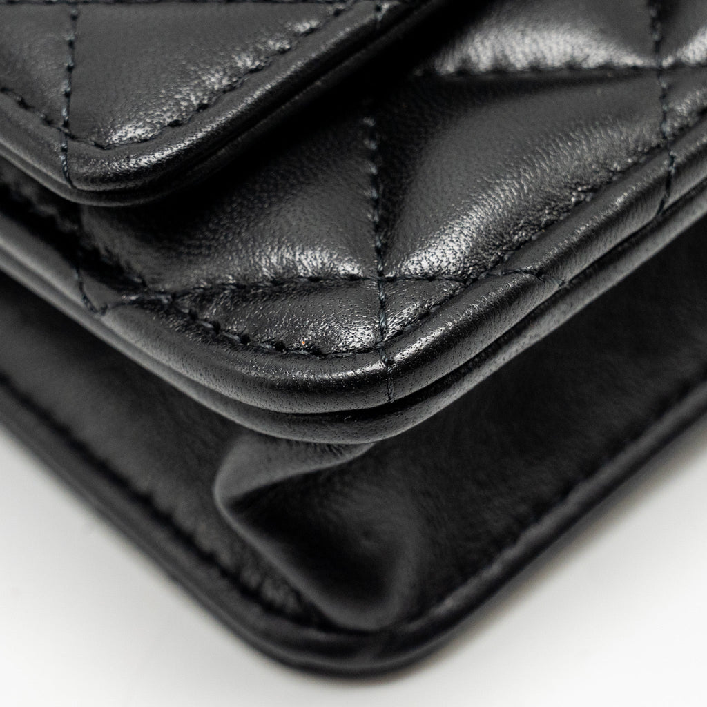 Chanel Pearl Crush Wallet on Chain Lambskin Black  (Microchip)