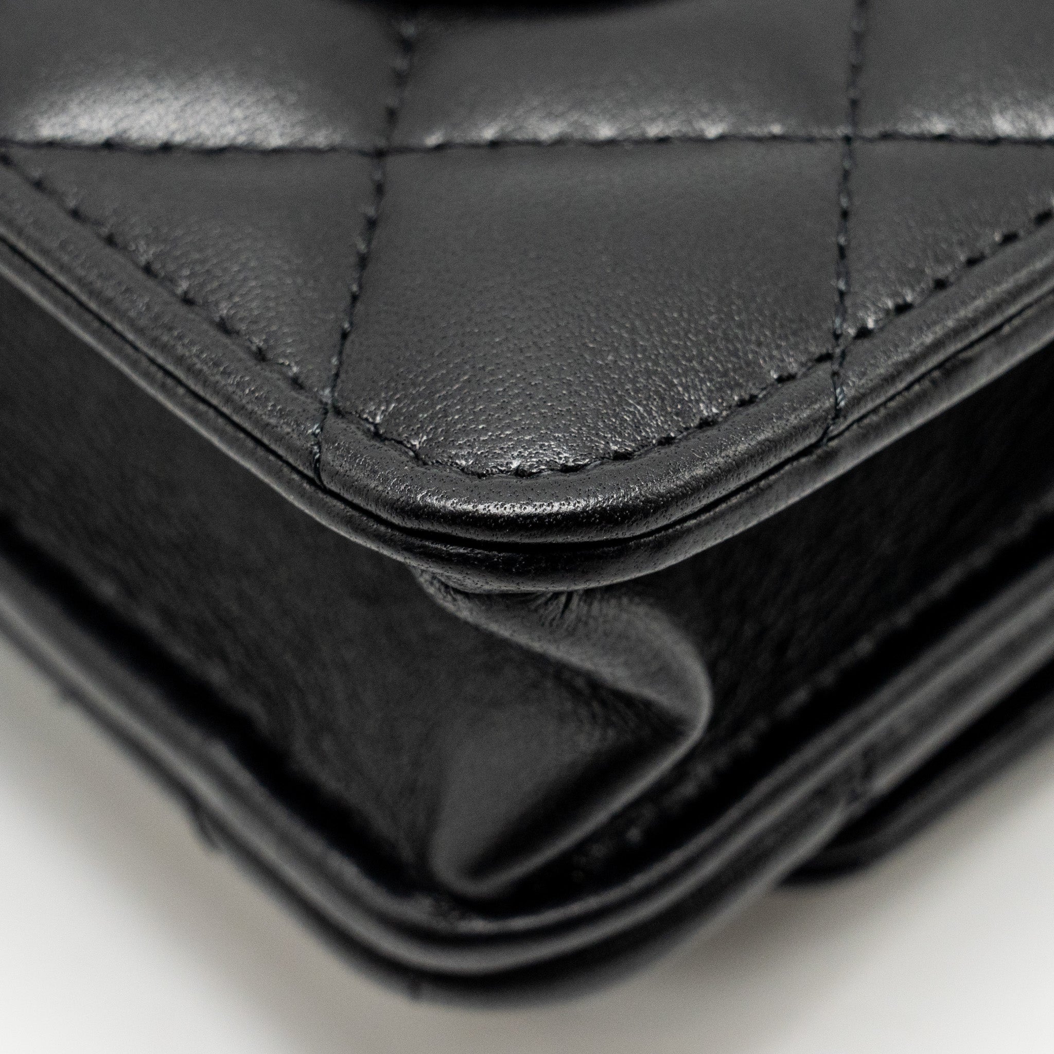 Chanel Pearl Crush Wallet on Chain Lambskin Black  (Microchip)