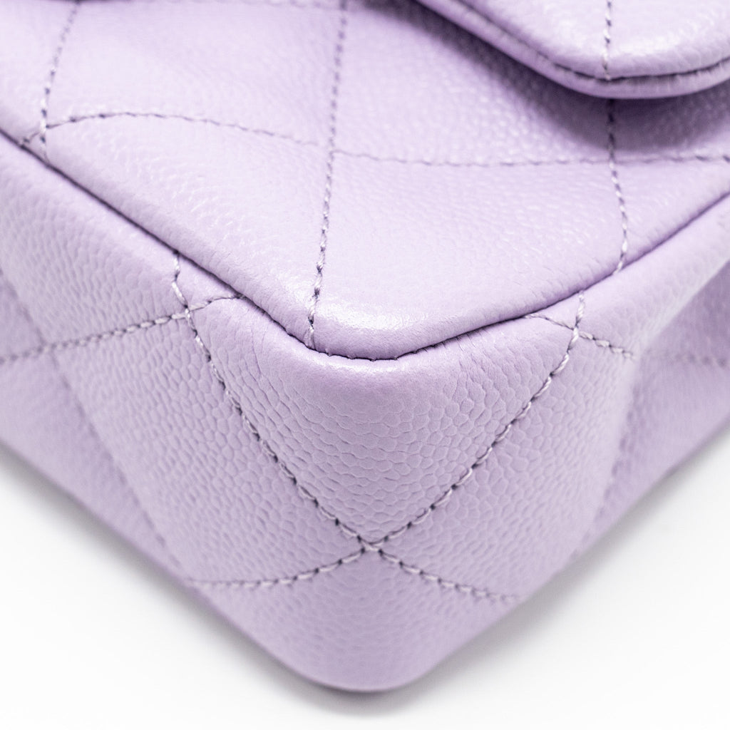 Chanel 24p Coco Love Mini Flap Bag Adjustable Chains Caviar Light Purple  (Microchip)