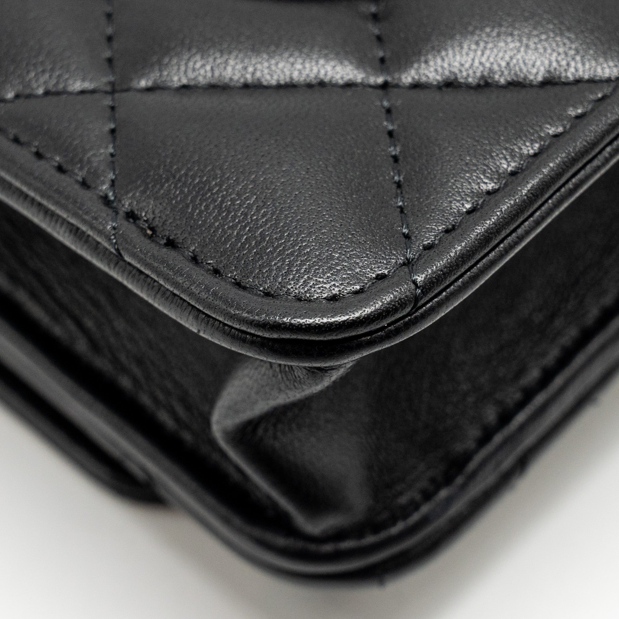 Chanel Pearl Crush Wallet on Chain Lambskin Black  (Microchip)