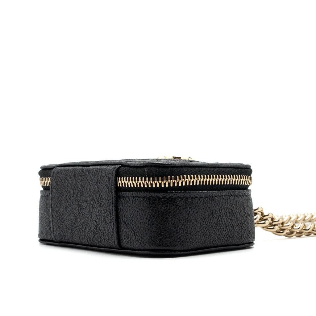 Chanel boy zipper card holder with chain caviar black L