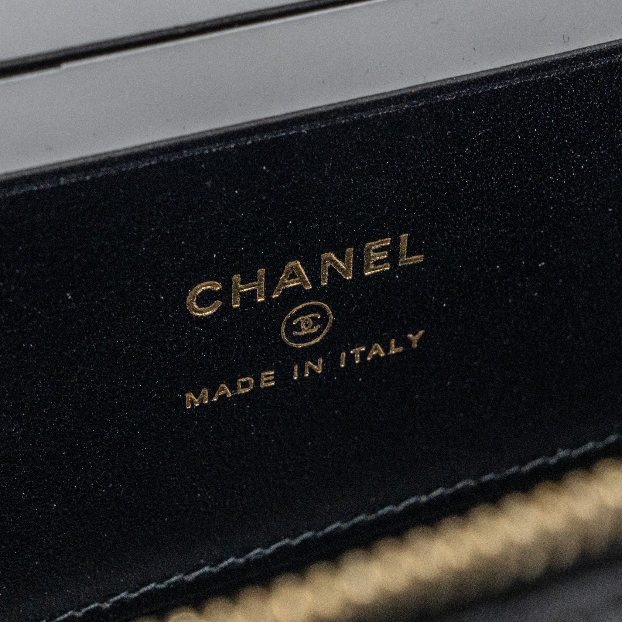 Chanel top handle long vanity with chain lambskin black  (microchip)