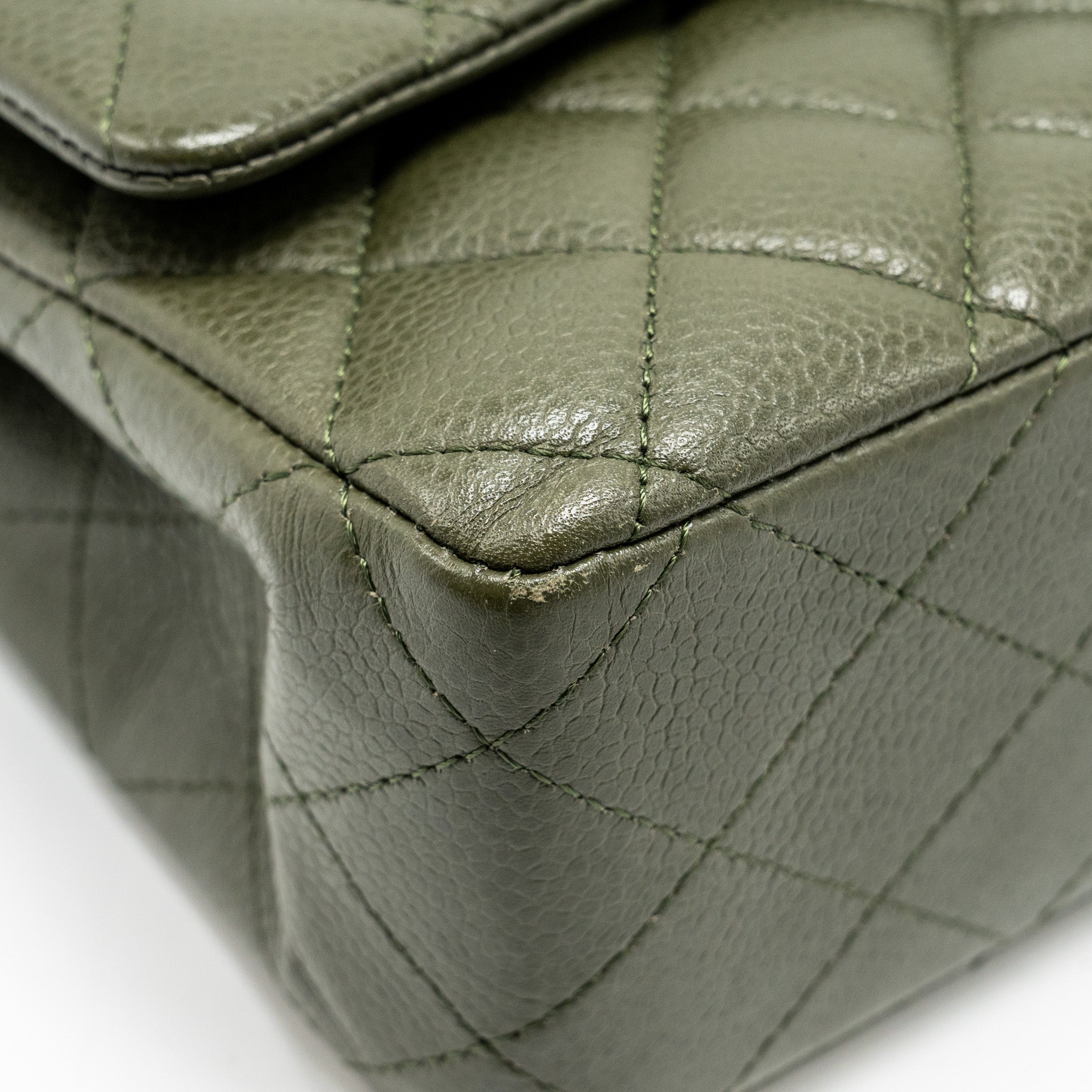 Chanel Medium Classic Double Flap Bag Caviar Olive Green