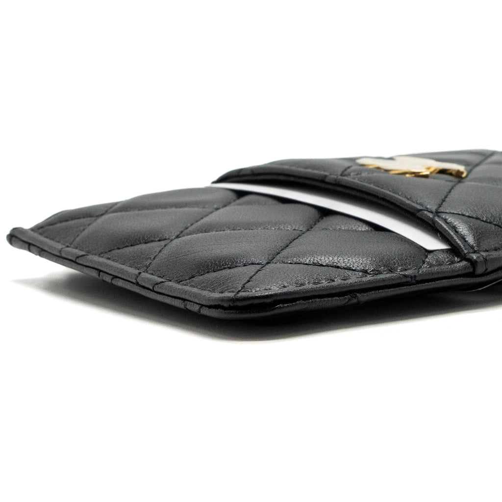 CHANEL LONG ZIP CARD HOLDER wallet Lambskin BLACK L
