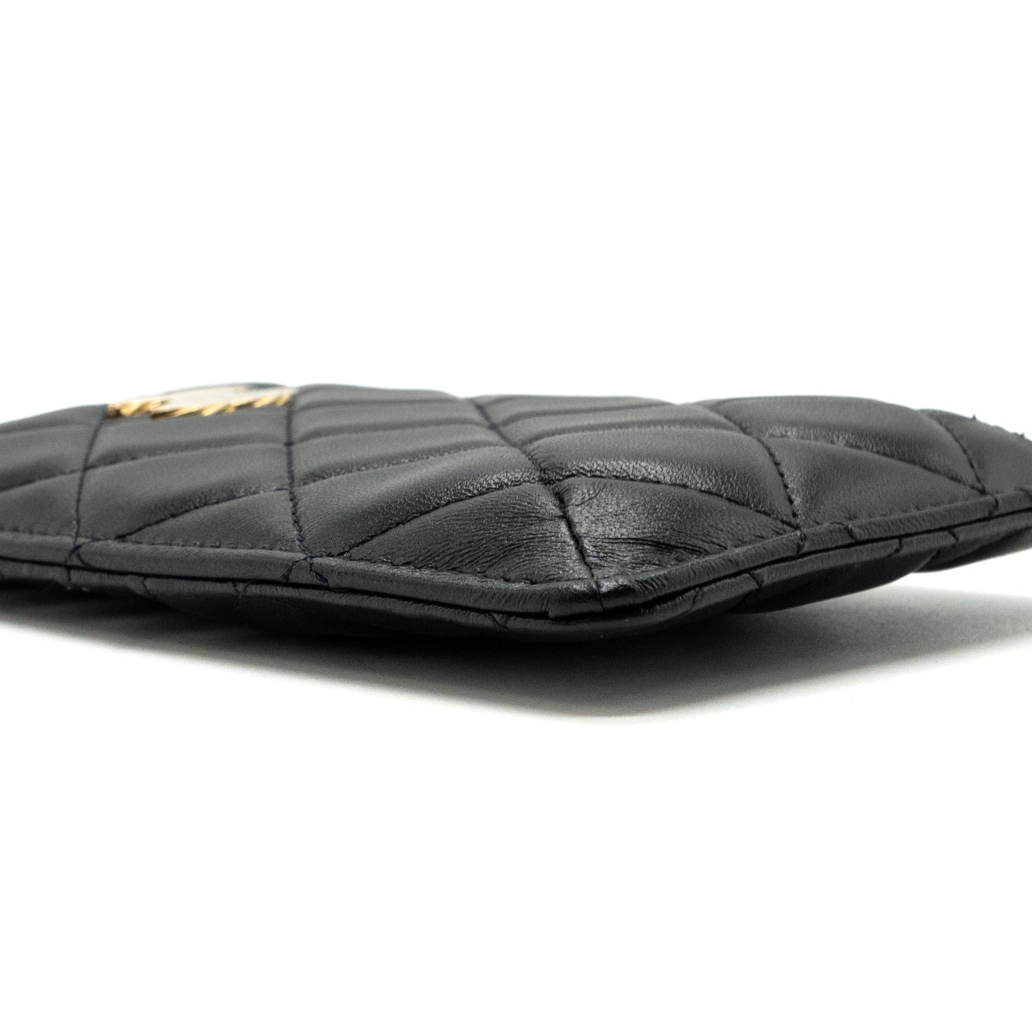 CHANEL LONG ZIP CARD HOLDER wallet Lambskin BLACK L