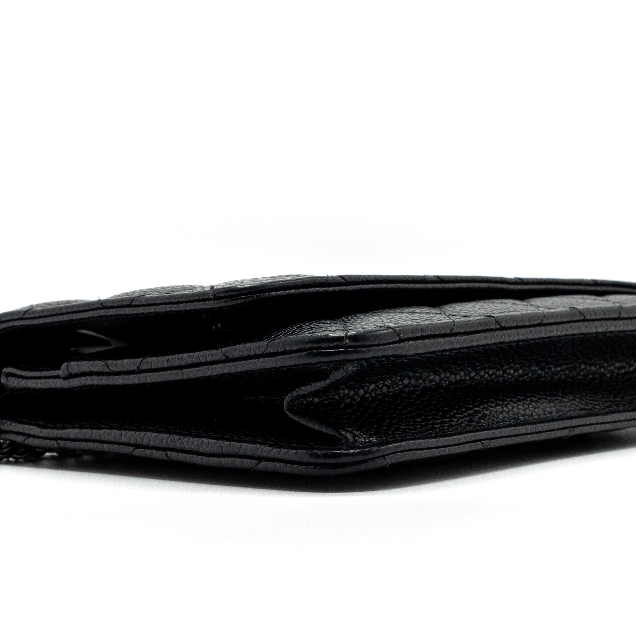 Chanel classic wallet on chain caviar black