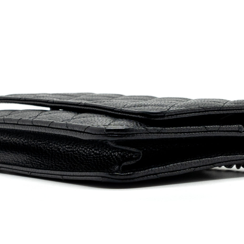Chanel classic wallet on chain caviar black