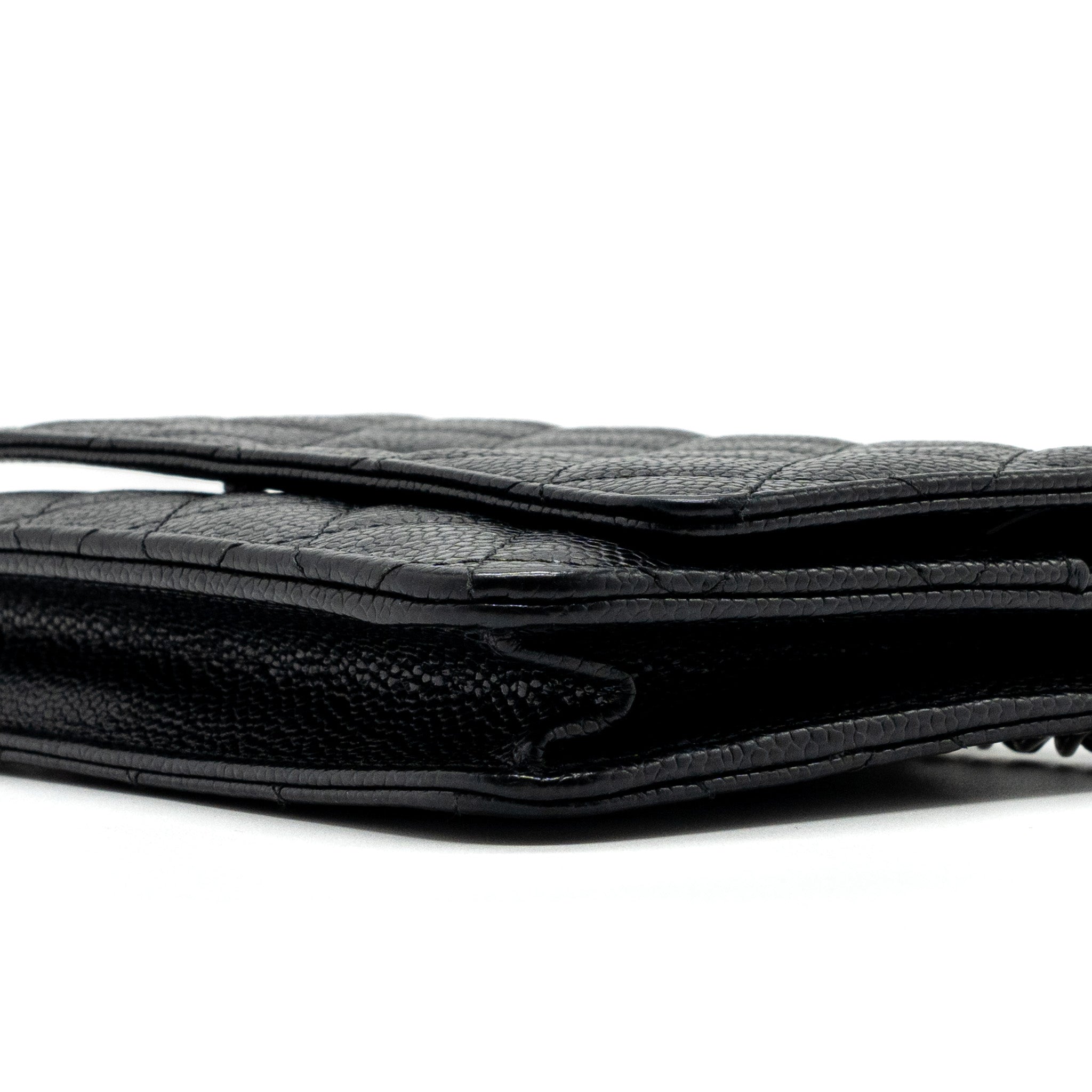 Chanel classic wallet on chain caviar black