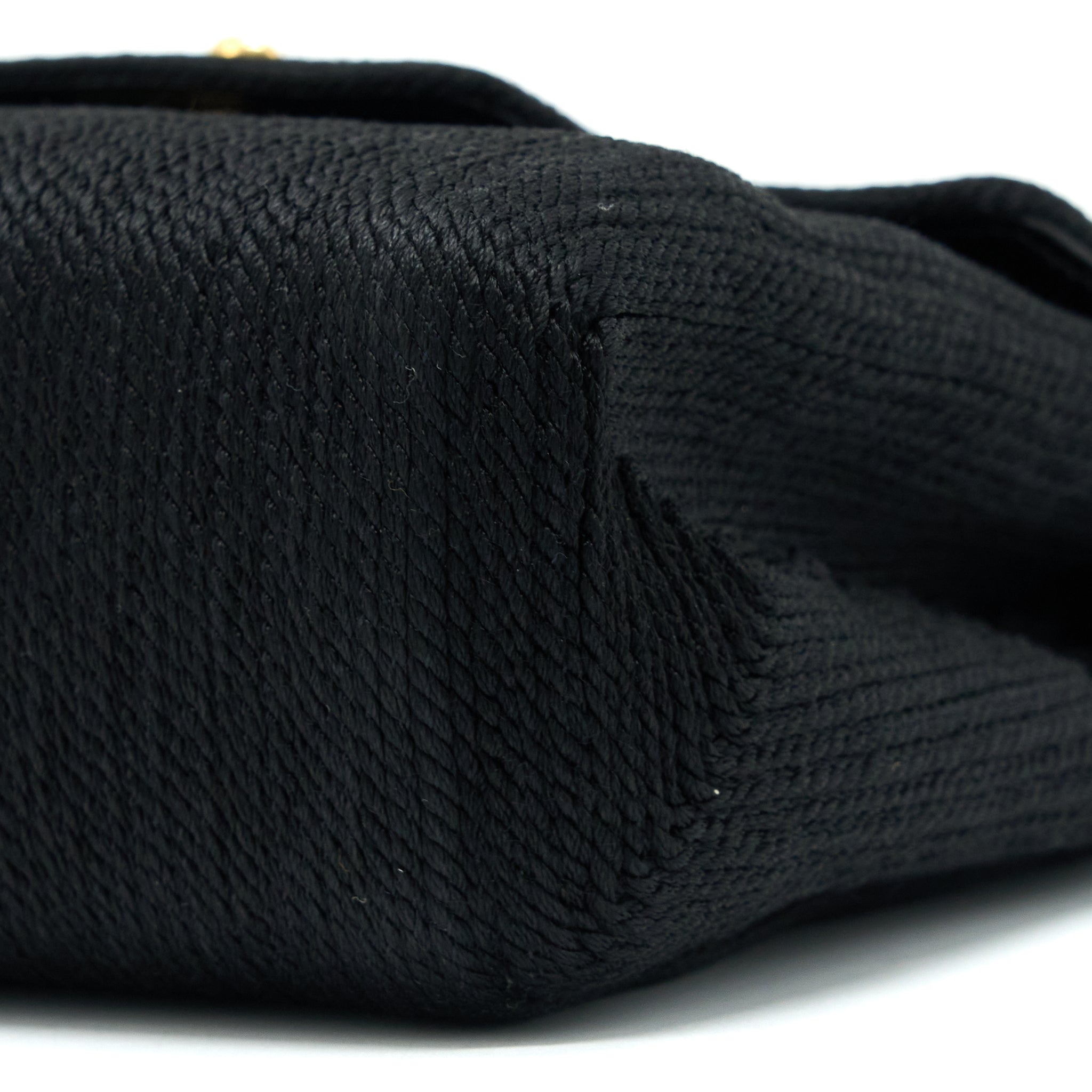 Chanel Vintage Top Handle Flap Bag Woven Silk Black