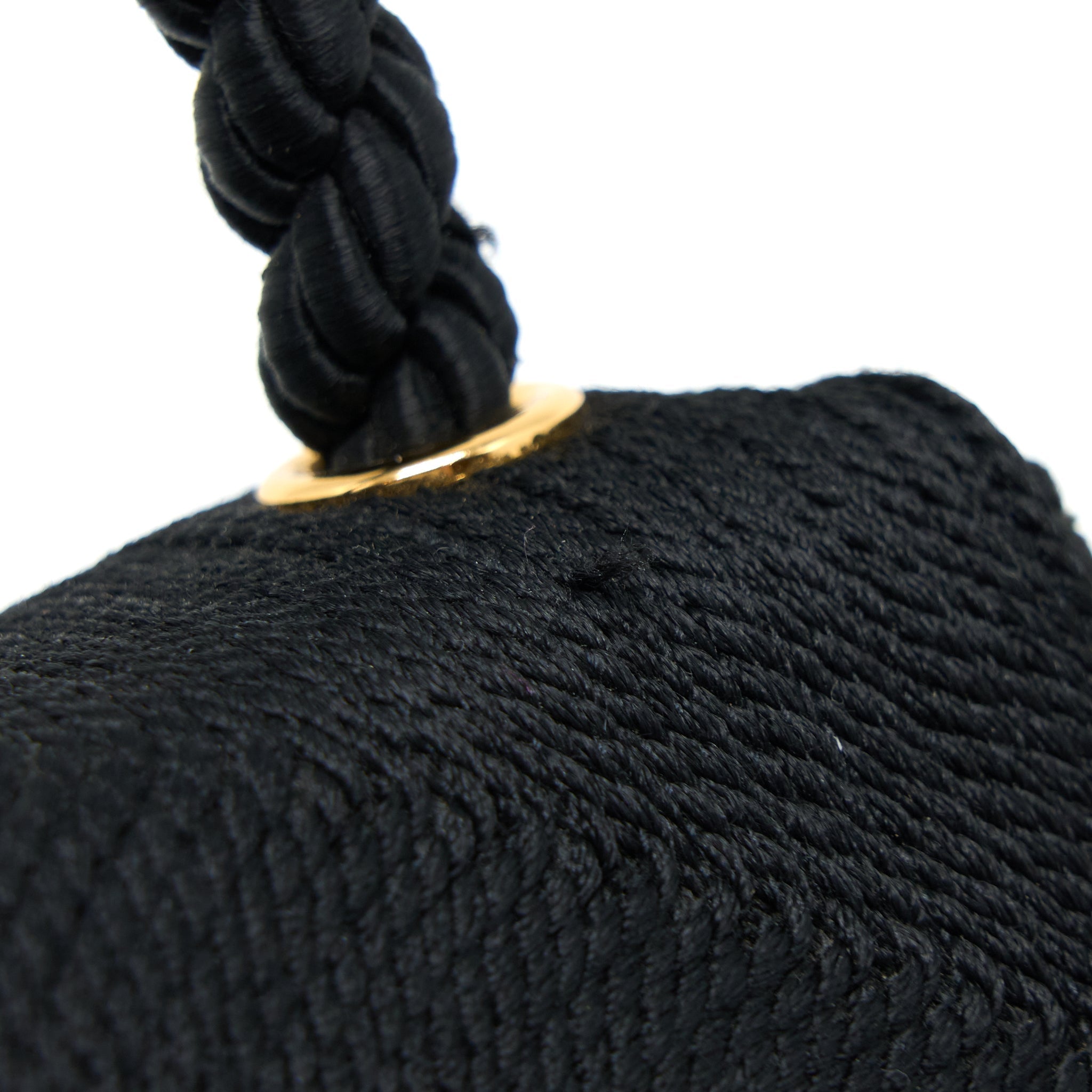 Chanel Vintage Top Handle Flap Bag Woven Silk Black