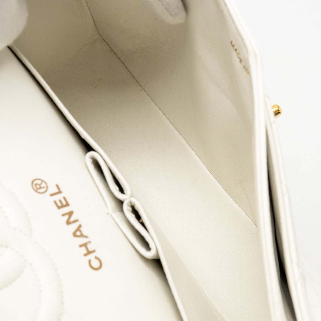 Chanel Vintage Small Classic Double Flap Bag Lambskin White