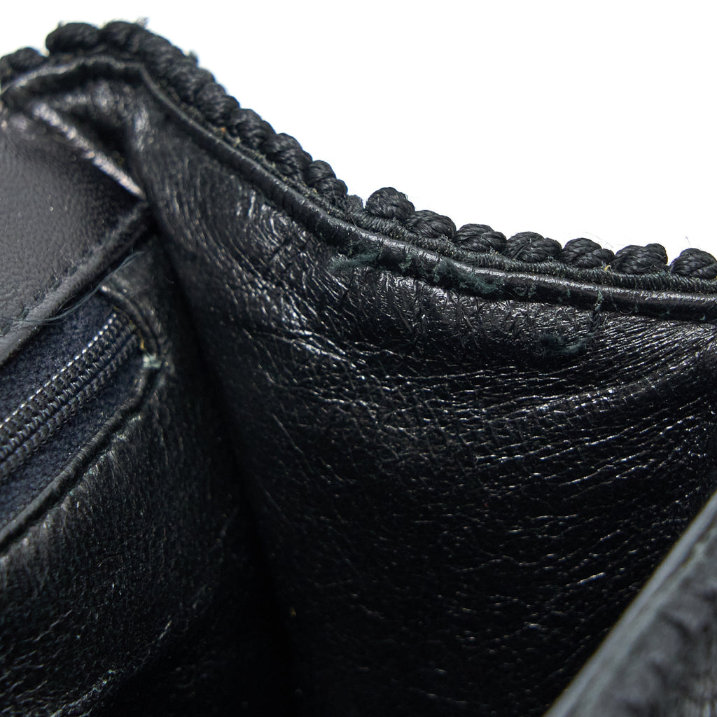 Chanel Vintage Top Handle Flap Bag Woven Silk Black