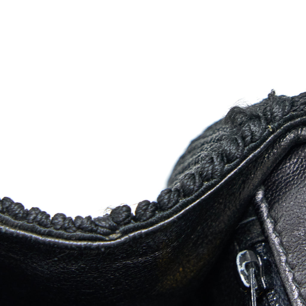 Chanel Vintage Top Handle Flap Bag Woven Silk Black
