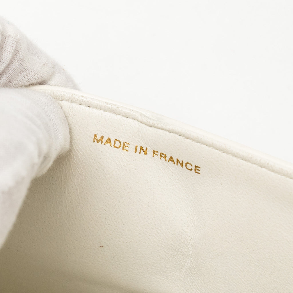 Chanel Vintage Small Classic Double Flap Bag Lambskin White