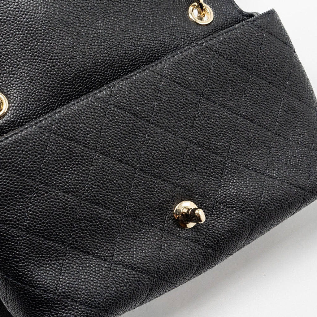 Chanel Chain Handle Flap Bag Quilted Calfskin Black L