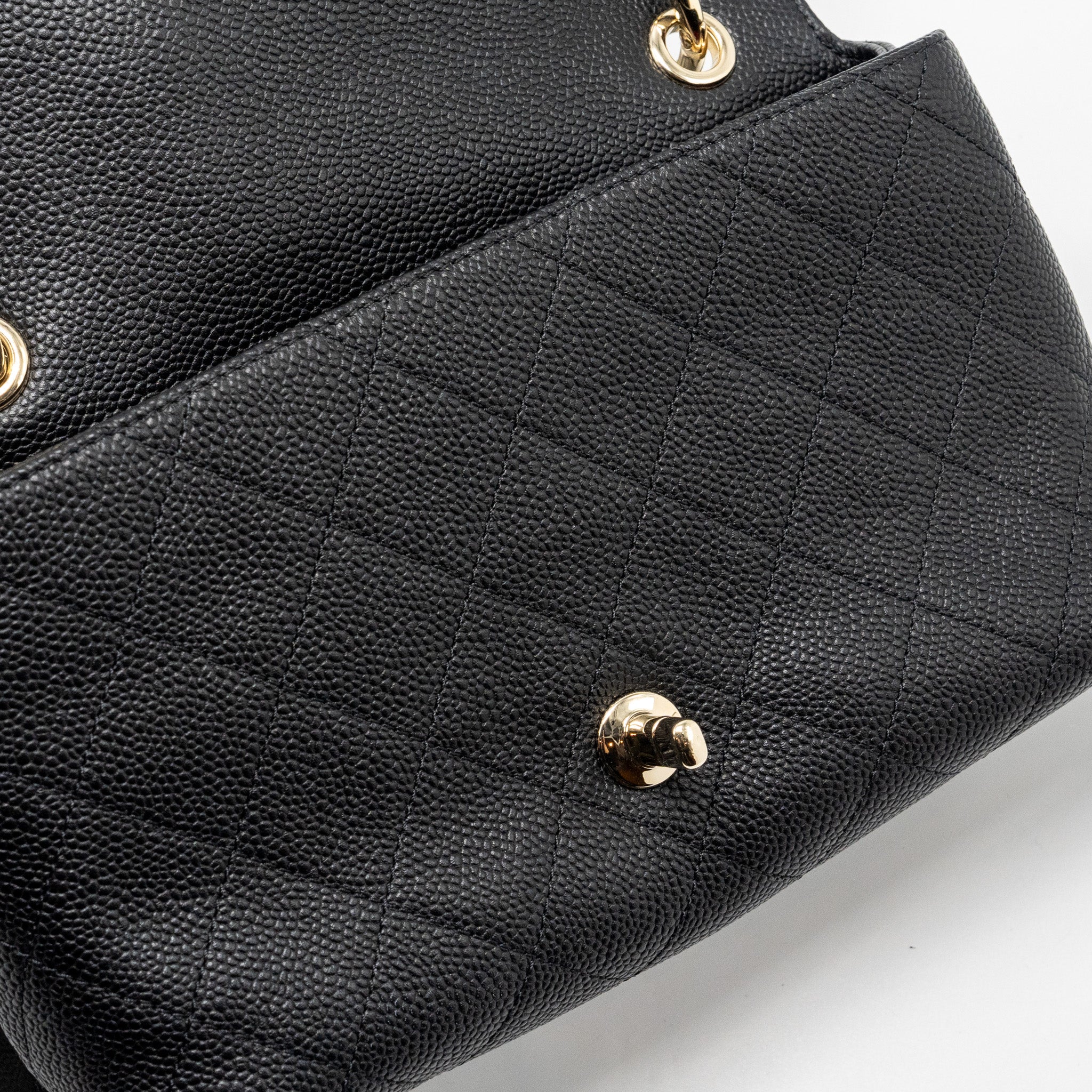 Chanel Chain Handle Flap Bag Quilted Calfskin Black L