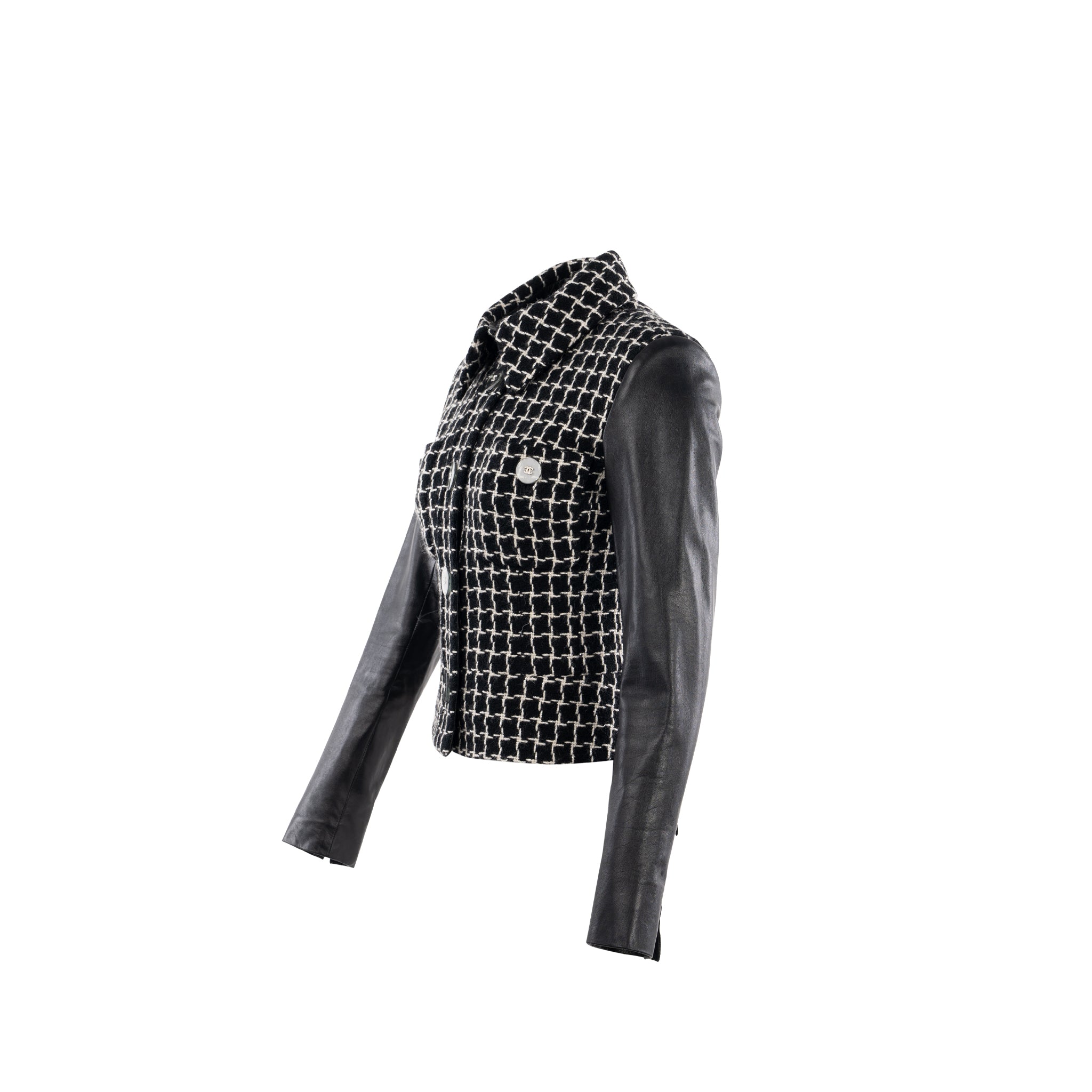Chanel 17A size 36 Jacket Fantacy Tweed / calfskin black