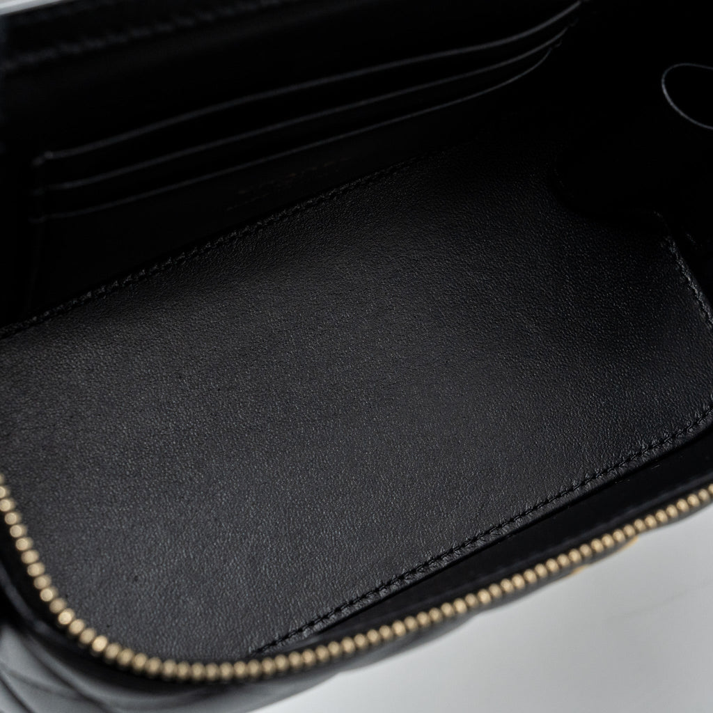Chanel Top Handle Long Vanity With Chain Lambskin Black (Microchip)