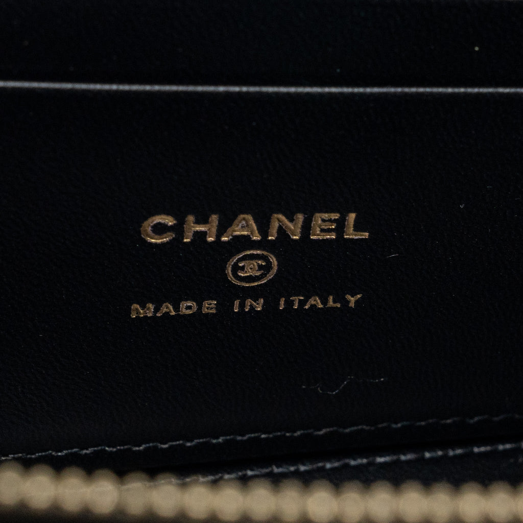 Chanel Top Handle Long Vanity With Chain Lambskin Black (Microchip)